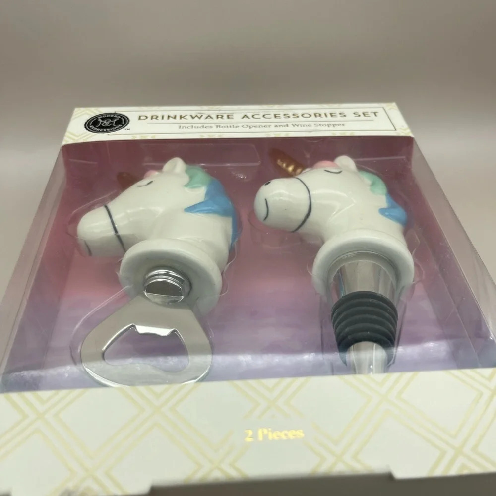 Unicorn Drinkware Accessories Set, NIB - Picture 5 of 6
